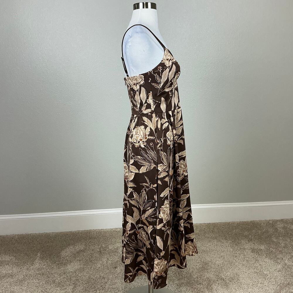 Dress the Population Women's Cocktail Dress Size XS Brown Floral A-Line Midi - Picture 4 of 12